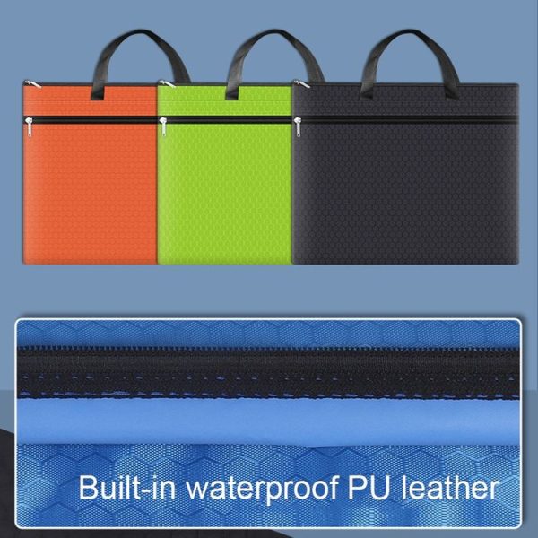 A3-8133 Large-capacity Handheld Zipper File Bag Oxford Cloth Waterproof Art Storage Bag (Ink Blue) - Image 6
