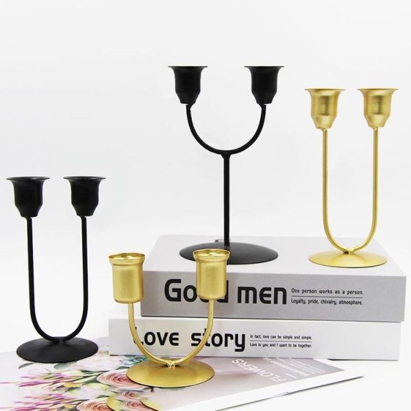 Large U Black U-shaped Iron Candle Holder Home Dinner Romantic Candle Holder Ornament - Image 5