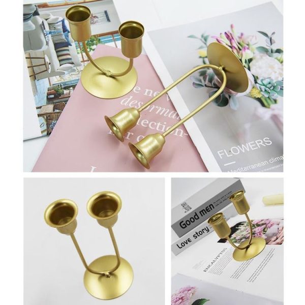 Large U Gold U-shaped Iron Candle Holder Home Dinner Romantic Candle Holder Ornament - Image 4