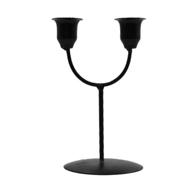 Y-shaped Black U-shaped Iron Candle Holder Home Dinner Romantic Candle Holder Ornament