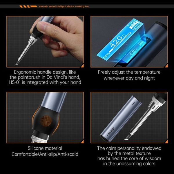 FNIRSI HS-01 Smart Soldering Iron Digital Display Portable Mini Soldering Station (Blue KR) - Image 8