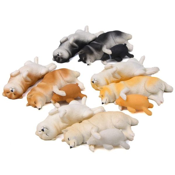 Cute Kawaii Sleeping Pet Figurine Collection Decoration Fridge Magnet Yellow Side Lying Shiba Inu - Image 2
