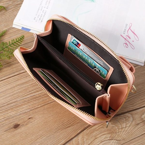 Printed Phone Bag Floral Woman Multifunctional Crossbody Bag Multi Card Shoulder Bag (Jujube) - Image 9