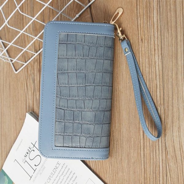 Single Zipper Ladies Wallet Long Wallet Crocodile Coin Purse Student Clutch (Red) - Image 3