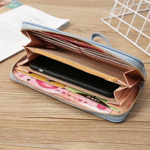 Single Zipper Ladies Wallet Long Wallet Crocodile Coin Purse Student Clutch (Red) - Image 7