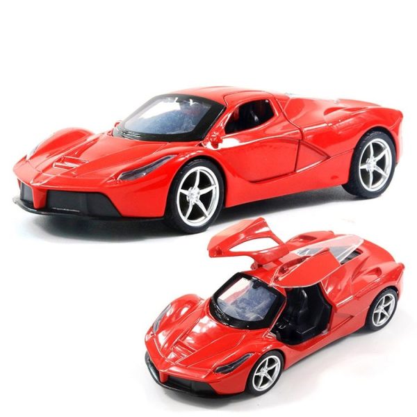 1: 36 Three-door Open Alloy Sports Car Model Pull Back Car Boy Toy (Larry Red)