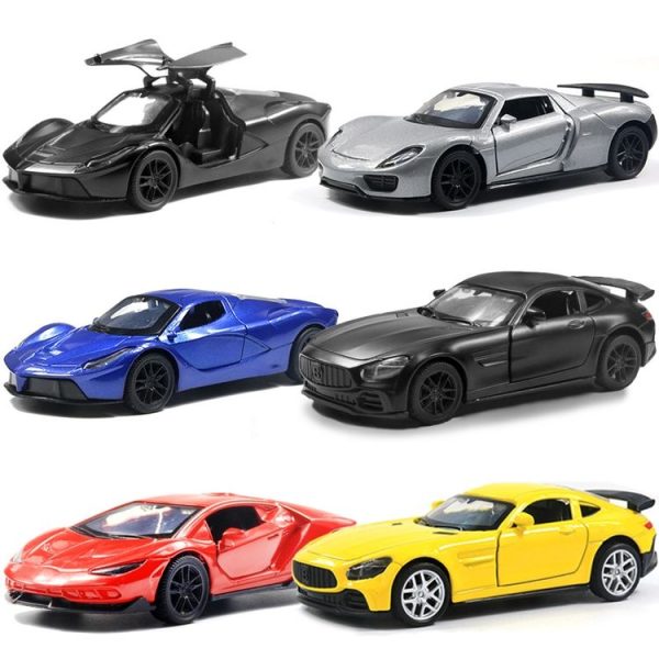 1: 36 Three-door Open Alloy Sports Car Model Pull Back Car Boy Toy (Larry Red) - Image 2