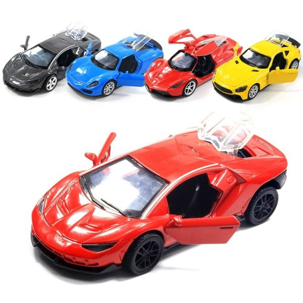 1: 36 Three-door Open Alloy Sports Car Model Pull Back Car Boy Toy (Larry Red) - Image 4