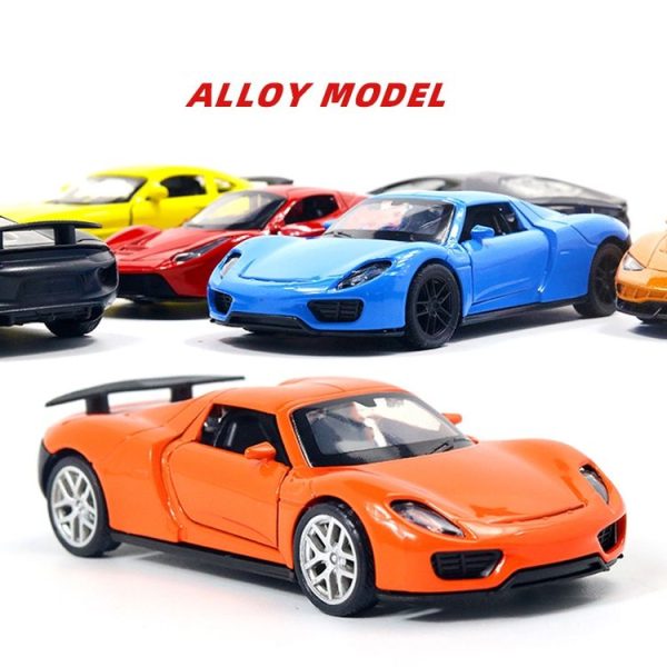 1: 36 Three-door Open Alloy Sports Car Model Pull Back Car Boy Toy (Larry Red) - Image 5