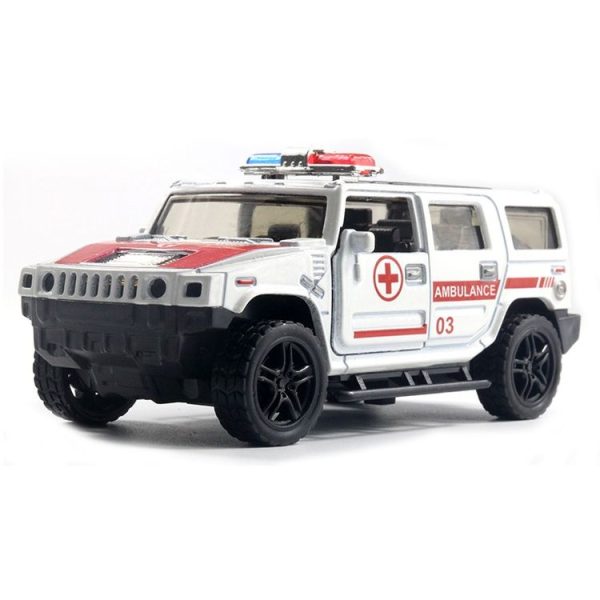 1: 36 Off-road Police Car Ambulance Model Boy Car Toy With Sound and Light (White)