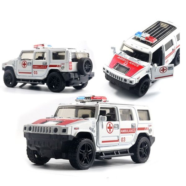 1: 36 Off-road Police Car Ambulance Model Boy Car Toy With Sound and Light (White) - Image 2