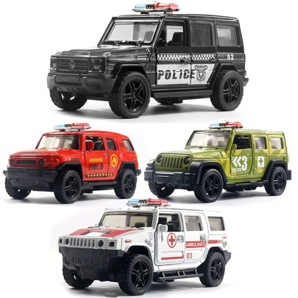 1: 36 Off-road Police Car Ambulance Model Boy Car Toy With Sound and Light (White) - Image 3