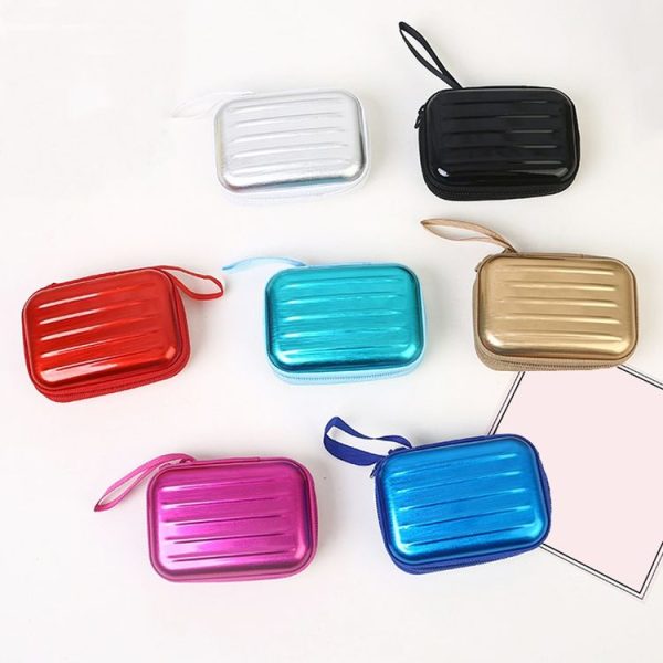 3pcs Rectangular Tinplate Coin Brushed Zipper Bag (Silver) - Image 2