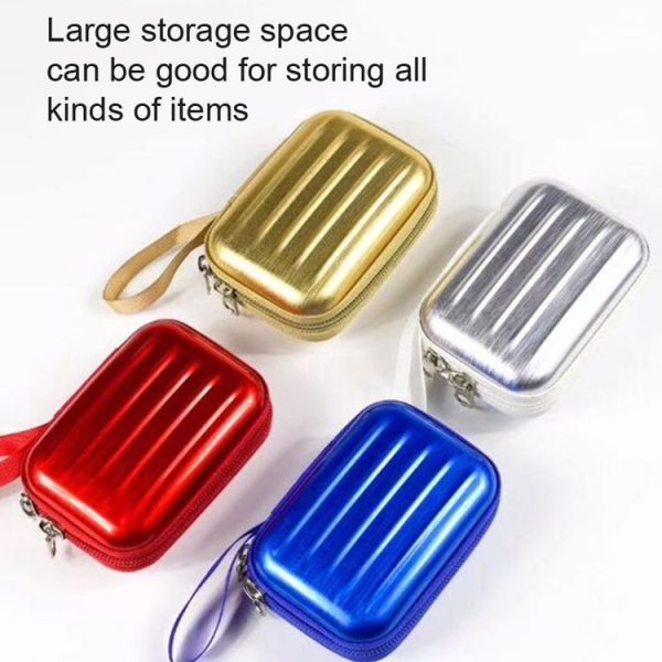 3pcs Rectangular Tinplate Coin Brushed Zipper Bag (Silver) - Image 3