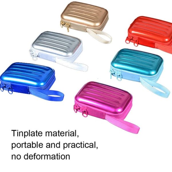 3pcs Rectangular Tinplate Coin Brushed Zipper Bag (Silver) - Image 4