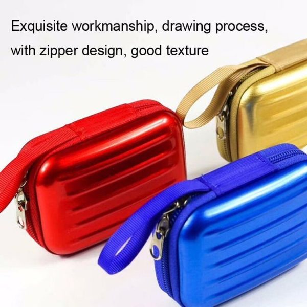 3pcs Rectangular Tinplate Coin Brushed Zipper Bag (Silver) - Image 5