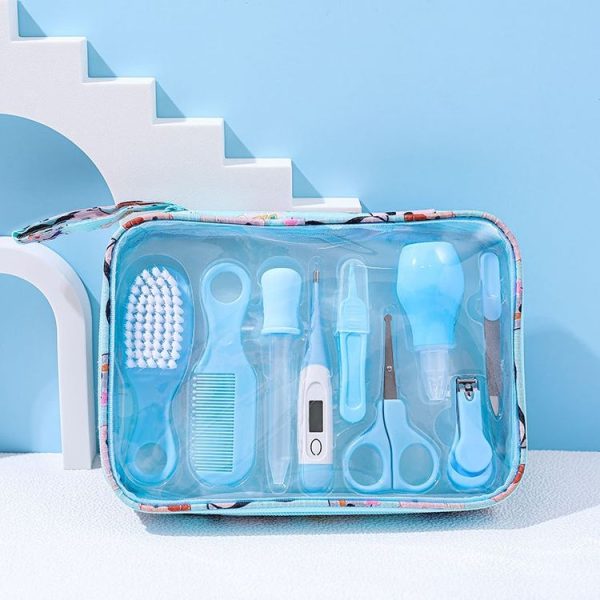9pcs / set Blue Children Cleaning Care Set Maternal and Baby Grooming Supplies Care Tools