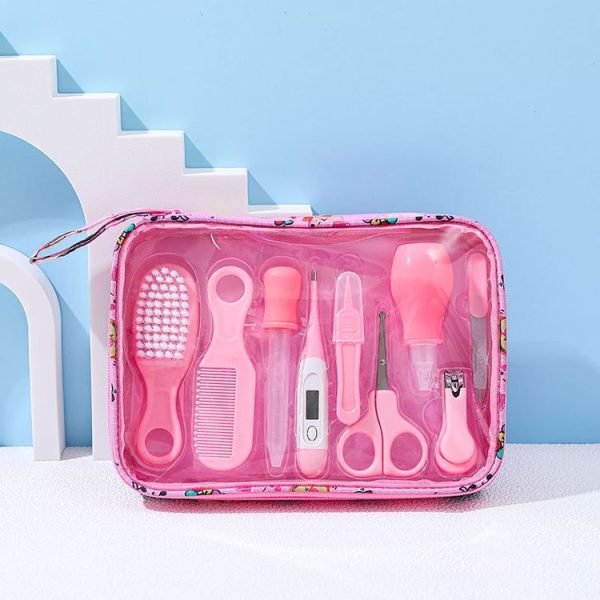 9pcs / set Pink Children Cleaning Care Set Maternal and Baby Grooming Supplies Care Tools