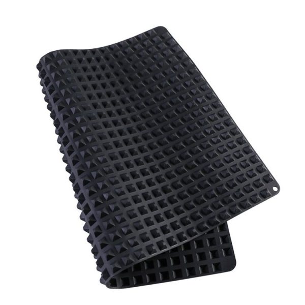 Silicone Pyramid Baking Chicken Mat Oil Filter Oil Separation Baking Mat BBQ Bread Cookie Oven Baking Mat (Black) - Image 2