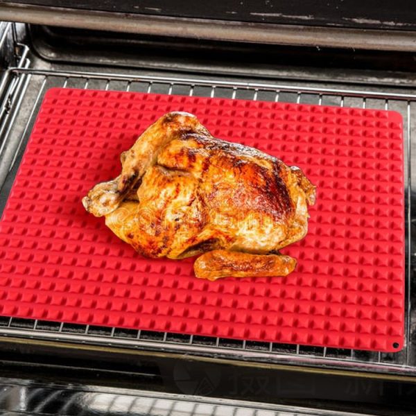 Silicone Pyramid Baking Chicken Mat Oil Filter Oil Separation Baking Mat BBQ Bread Cookie Oven Baking Mat (Black) - Image 7
