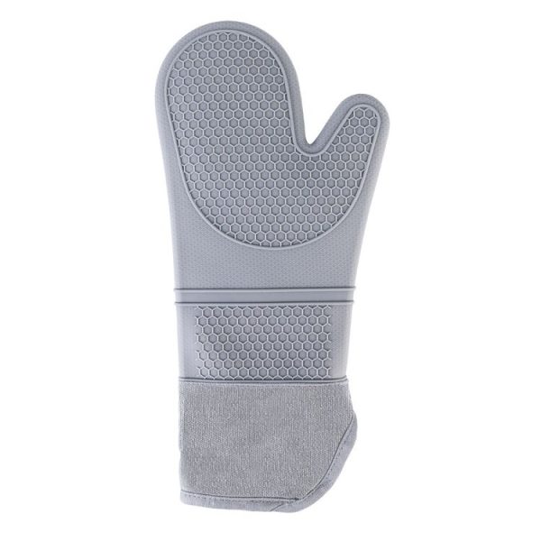 ZYA-426 Longer And Thicker Insulated Gloves Silicone Kitchen Baking Gloves (Gray)