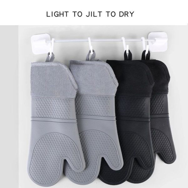 ZYA-426 Longer And Thicker Insulated Gloves Silicone Kitchen Baking Gloves (Gray) - Image 5