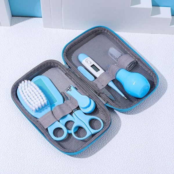 8 in 1 EVA Bag Baby Cleaning Care Set Baby Daily Cleaning Kit (Blue)