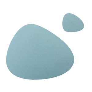 Placemat+Coaster Silicone Placemat Insulation Texture Scalloped Cushion (Blue)