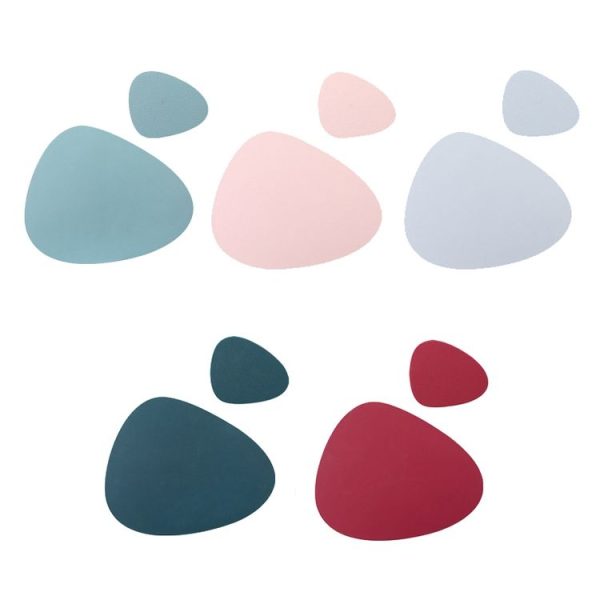 Placemat+Coaster Silicone Placemat Insulation Texture Scalloped Cushion (Blue) - Image 2