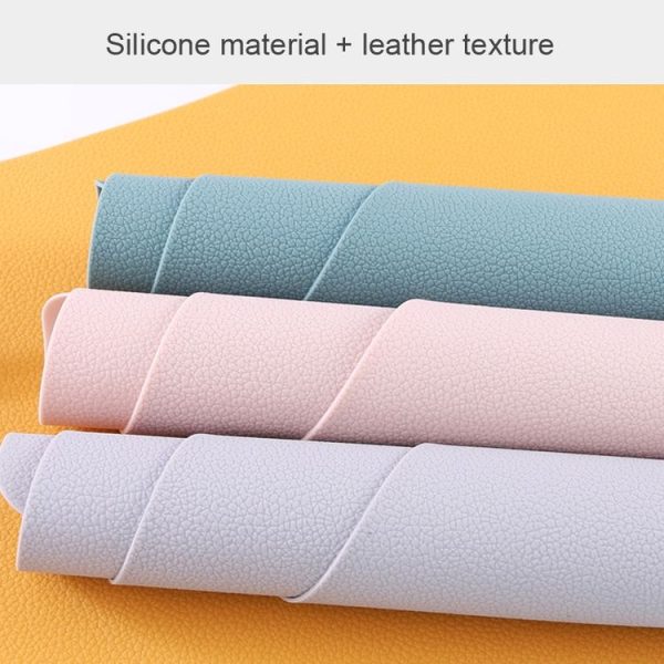 Placemat+Coaster Silicone Placemat Insulation Texture Scalloped Cushion (Blue) - Image 4