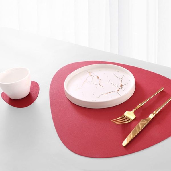 Placemat+Coaster Silicone Placemat Insulation Texture Scalloped Cushion (Blue) - Image 7