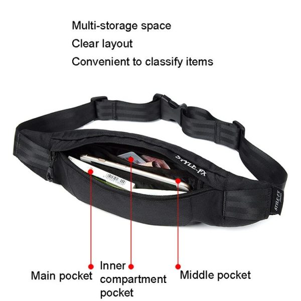 Y033 Men Waist Bag Multi-Function Casual Bag Outdoor Sports Small Bag (Black) - Image 3