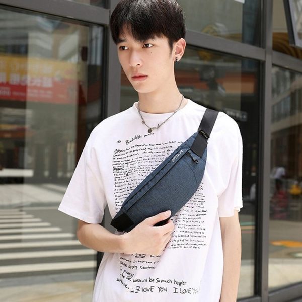 Y033 Men Waist Bag Multi-Function Casual Bag Outdoor Sports Small Bag (Black) - Image 8