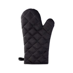 Cotton Insulated Diamond Thickened Gloves Hookable Storage Oven Microwave Baking Gloves (Black)