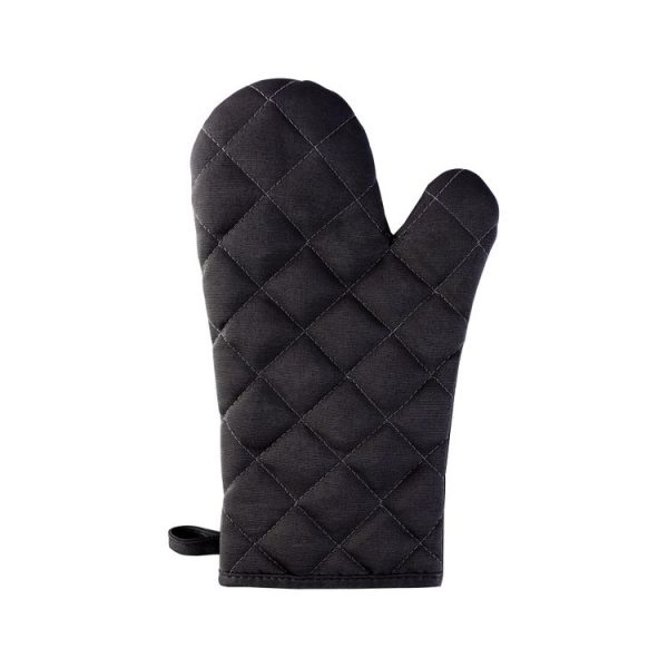 Cotton Insulated Diamond Thickened Gloves Hookable Storage Oven Microwave Baking Gloves (Black)