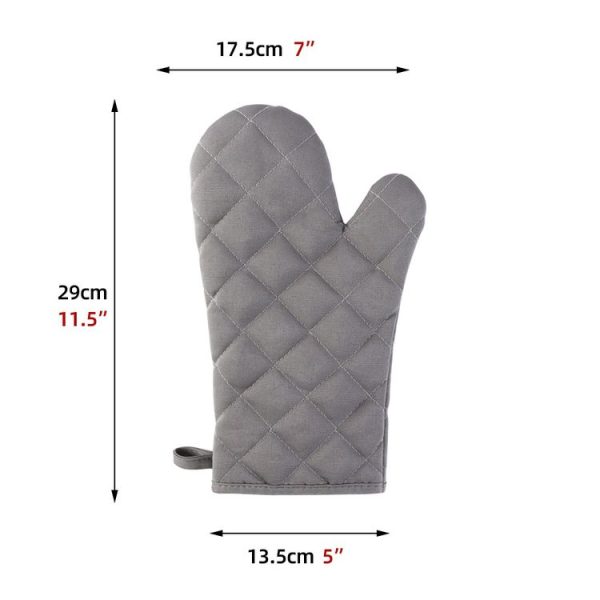 Cotton Insulated Diamond Thickened Gloves Hookable Storage Oven Microwave Baking Gloves (Black) - Image 3