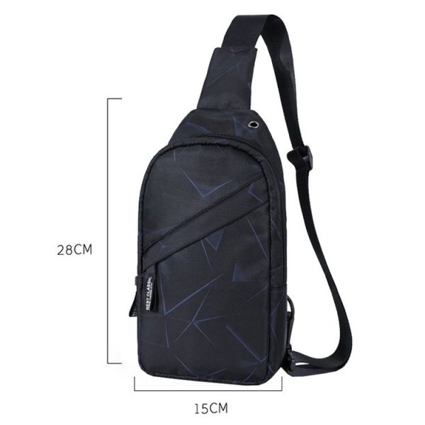 XQB990 Men Chest Bag Messenger Bag Oxford Cloth Sports Bag, Color: Line Black - Image 2