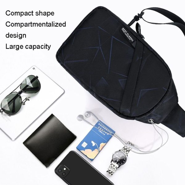 XQB990 Men Chest Bag Messenger Bag Oxford Cloth Sports Bag, Color: Line Black - Image 9