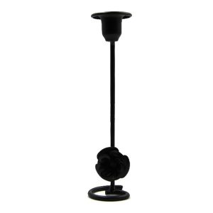 DH2304-01 Rose Carved Metal Candle Holder Bar Decoration Candlelight Dinner Candlesticks, Size: High Black