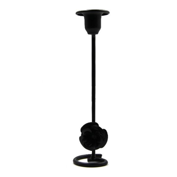 DH2304-01 Rose Carved Metal Candle Holder Bar Decoration Candlelight Dinner Candlesticks, Size: High Black