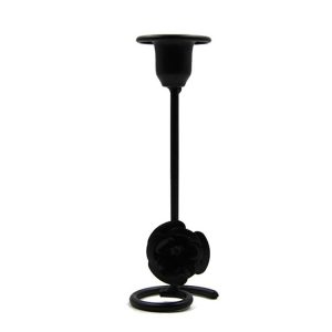 DH2304-01 Rose Carved Metal Candle Holder Bar Decoration Candlelight Dinner Candlesticks, Size: Medium Black