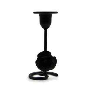 DH2304-01 Rose Carved Metal Candle Holder Bar Decoration Candlelight Dinner Candlesticks, Size: Short Black