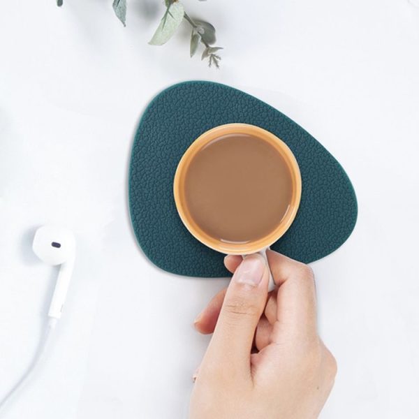 10pcs Teardrop-Shaped Silicone Table Insulation Mat Leather Textured Kitchen Cup And Pot Mat (Green) - Image 6