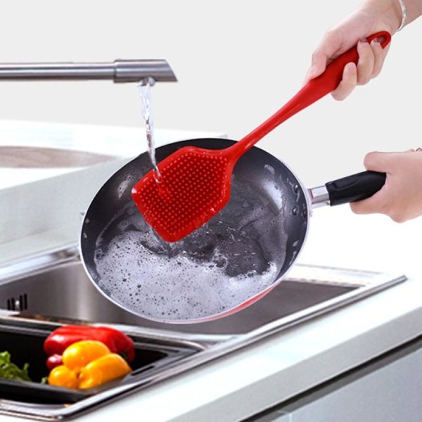 ZYA-251 Silicone Integrated Pot Scrubbing Brush Household Kitchen Cleaning Brush Dishwashing Brush (Red) - Image 8