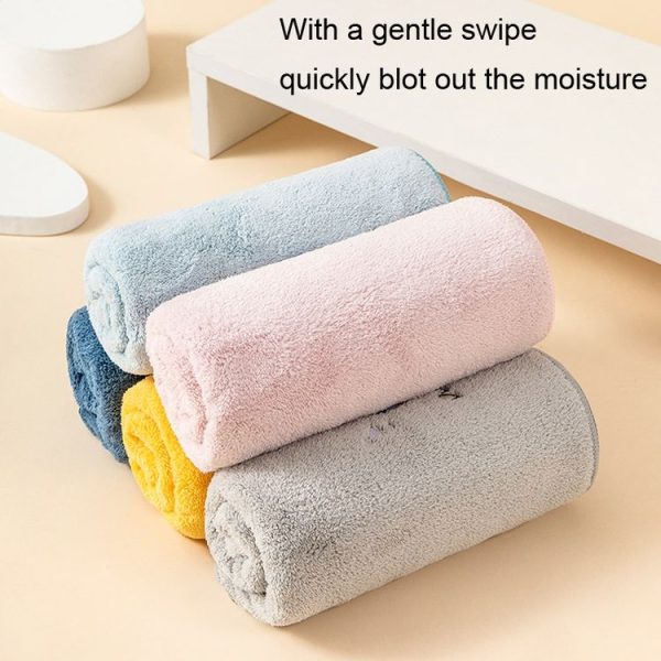 Coral Fleece Cartoon Embroidery Towel Kid Household Thickened Soft Absorbent Towel (Gray) - Image 5