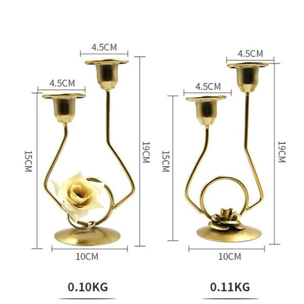 Wrought Iron Double-Headed Candle Holder Party Wedding Table Decoration Candlesticks (Silk) - Image 3