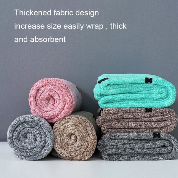 Coral Velvet Quick Dry Absorbent Hair Dryer Hat Plus Thicken Shower Cap Hotel Household Wrap Head Towel (Dark Gray) - Image 3