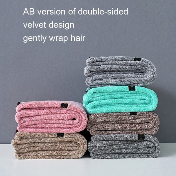 Coral Velvet Quick Dry Absorbent Hair Dryer Hat Plus Thicken Shower Cap Hotel Household Wrap Head Towel (Dark Gray) - Image 4