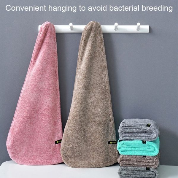 Coral Velvet Quick Dry Absorbent Hair Dryer Hat Plus Thicken Shower Cap Hotel Household Wrap Head Towel (Dark Gray) - Image 8