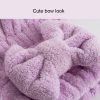 Coral Velvet Soft Absorbent Dry Cap No Hair Loss Coral Velvet Shower Cap (Wrapped Bow Pink) - Image 8